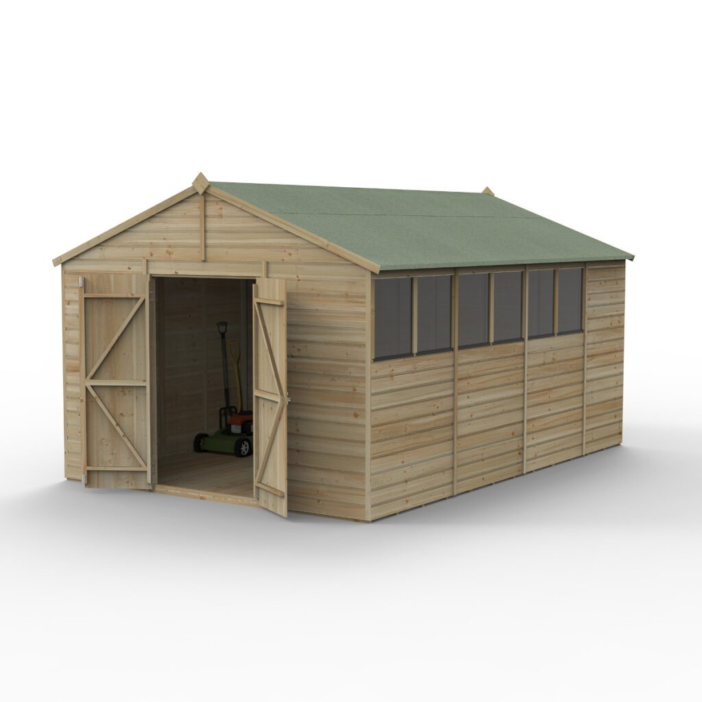 Beckwood 10×15 Apex Shed – 6 Windows – Double Door with Installation 5013053196625 2
